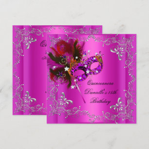 Invitation Quinceanera 15e fête d'anniversaire Masquerade ros
