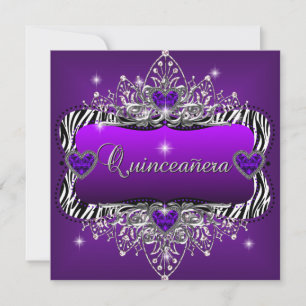 Invitation Quinceanera 15e fête d'anniversaire Purple Zebra N