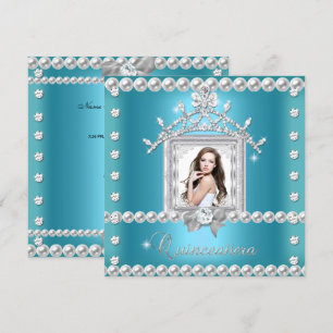 Invitation Quinceanera 15e fête d'anniversaire Turquoise bleu