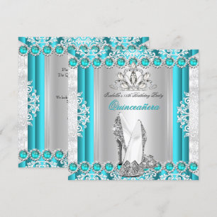 Invitation Quinceanera 15e fête d'anniversaire Turquoises tal