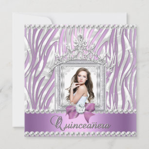 Invitation Quinceanera 15e fête d'anniversaire Zebra Lilac Pe