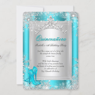 Invitation Quinceanera 15e hiver Wonderland Aqua Turquoise Aq