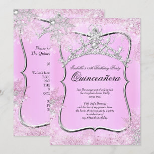Invitation Quinceanera 15e Winter Wonderland Argent rose