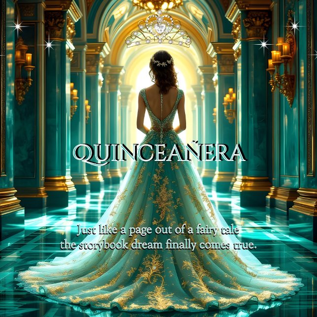 Invitation Quinceanera 15ème Anniversaire Palace Aqua Jade Tu (Créateur téléchargé)