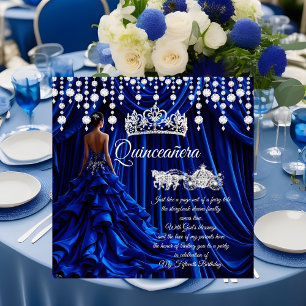 Invitation Quinceanera 15ème Couronne de Carrosse Bleu Royal