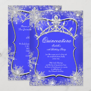 Invitation Quinceañera 15ème Hiver Merveilleux Bleu Royal