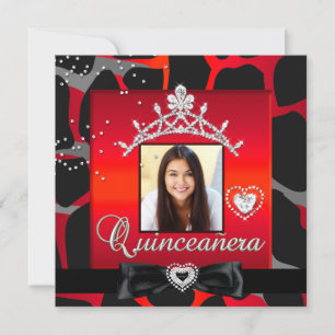 Invitation Quinceanera 15ème Parti Rouge noir photo