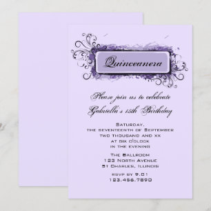 Invitation Quinceanera Abstraite violette fête d'anniversaire
