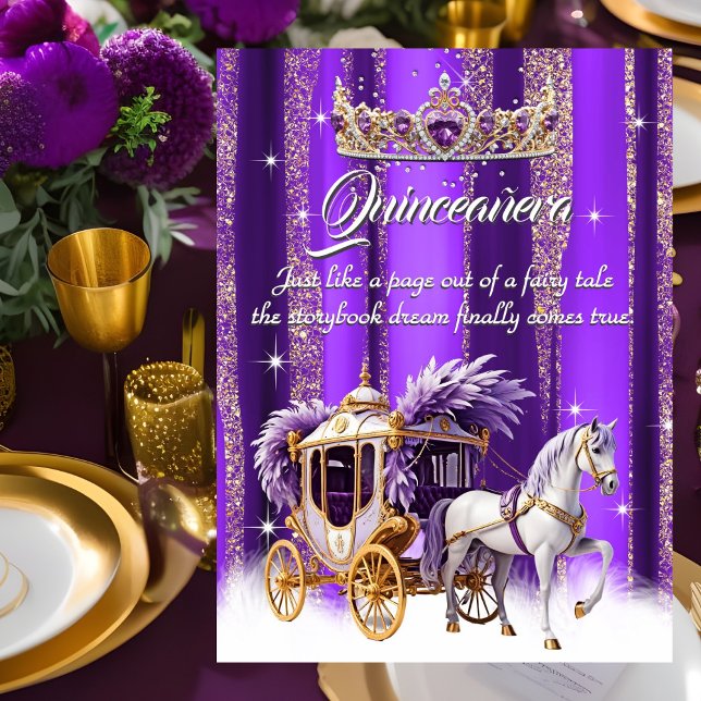 Invitation Quinceanera Anniversaire Purple Gold Silver Carrie (Créateur téléchargé)
