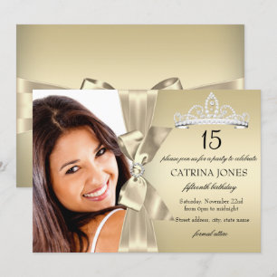 Invitation Quinceanera Arc en Diamant Or & Tiare