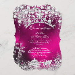 Invitation Quinceanera argent rose 15e Wonderland d'hiver