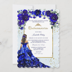 Invitation Quinceañera Azul Real y Oro