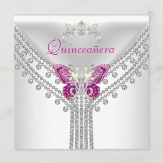 Invitation Quinceañera Beurre blanc rose Diamant 2