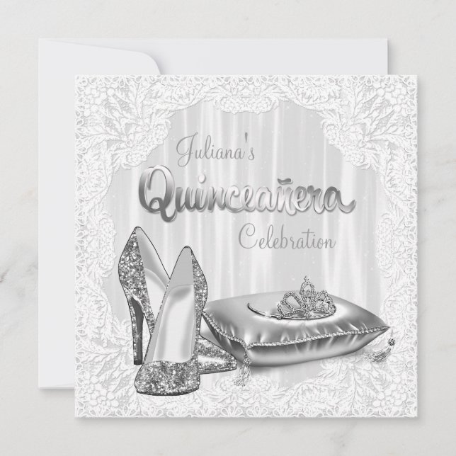 Invitation Quinceanera blanc (Devant)
