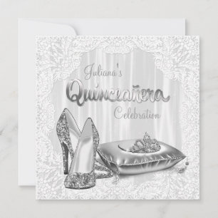 Invitation Quinceanera blanc
