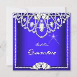 Invitation Quinceañera Bleu Argent Diamant Fête 15ème 3
