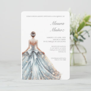 Invitation quinceañera bleu clair
