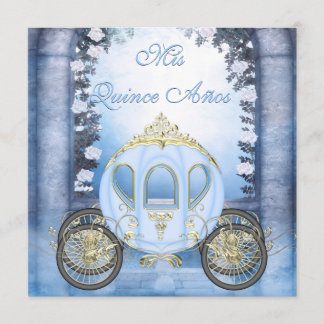 Invitation Quinceanera bleu de princesse Carriage Enchanted