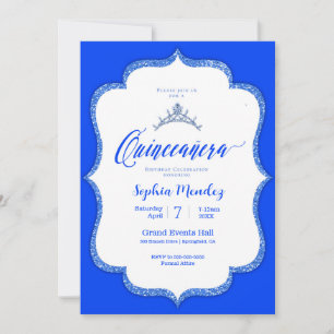 Invitation Quinceanera bleu et blanc