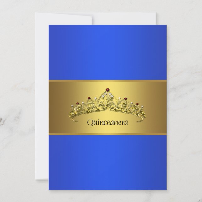 Invitation Quinceanera Bleu et Or 15e anniversaire (Devant)