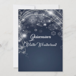 Invitation Quinceanera Bleu Hiver Merveilleux Flocons de Neig