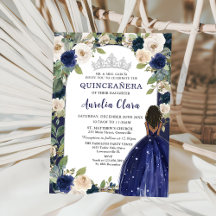 Quinceañera Bleu Nuit Floral Princesse Anniversair