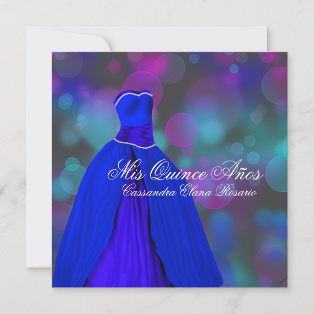 Invitation Quinceanera bleu rose violet de la Marine royale (Devant)