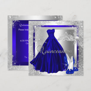 Invitation Quinceanera Bleu Royal 15e Élégant Anniversaire Él