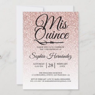 Invitation Quinceañera Blush Parties scintillant rose 15e ann
