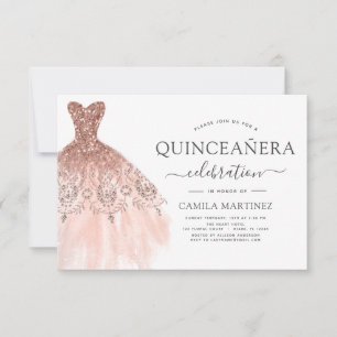 Invitation Quinceanera Blush Pink - Rose Parties scintillant 