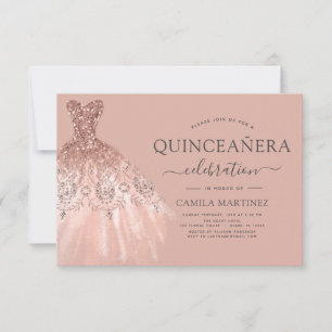 Invitation Quinceanera Blush Pink - Rose Parties scintillant 