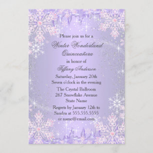 Invitation Quinceañera Contes de Fées Hivernaux Flocon de Nei