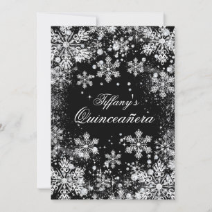 Invitation Quinceañera Contes de Fées Hivernaux Flocon de Nei