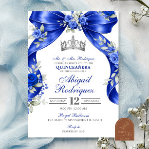 Invitation Quinceañera Coquette bleu marine
