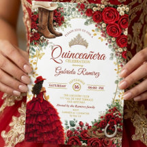 Quinceañera Country Western Roses Rouges Dorées