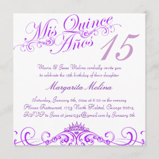 Invitation Quinceanera Couronne de Princesse Viole