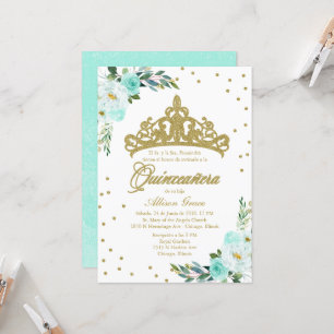 Invitation Quinceañera Couronne espagnole or sarce
