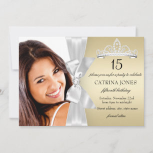 Invitation Quinceanera Couronne et Arc en Diamant