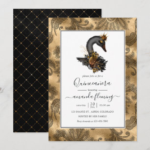 Invitation Quinceañera Cygne Noir