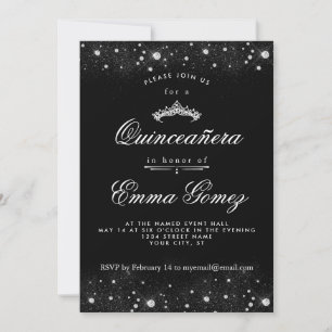 Invitation Quinceanera de poussière de diamant