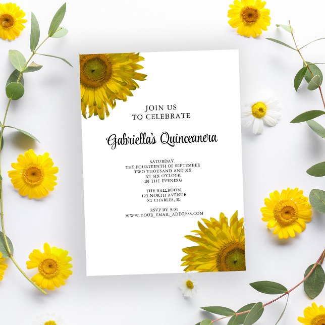 Invitation Quinceanera de tournesol jaune (Créateur téléchargé)