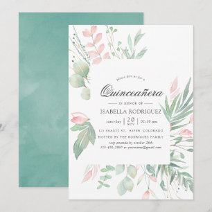Invitation Quinceañera de verdure rose pastel