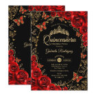 Quinceanera d'or rouge noir