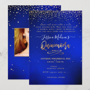 Invitation Quinceañera, Écrit dans l'étoile, Velvet bleu