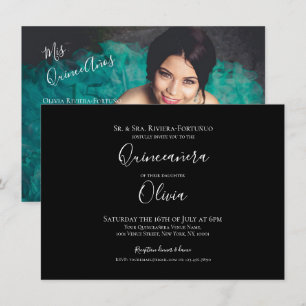 Invitation Quinceanera Elégante Moderne Photo 15e anniversair