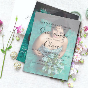 Invitation Quinceanera Elégante Moderne Photo 15e anniversair