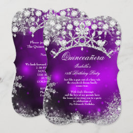 Invitation Quinceanera en argent violet 15e Wonderland d'hive