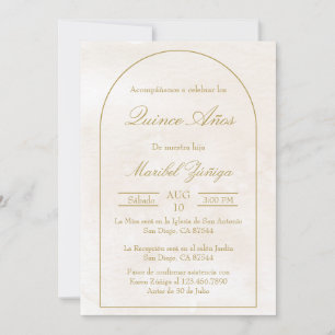 Invitation Quinceanera en or beige