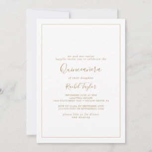 Invitation Quinceañera en or minimaliste