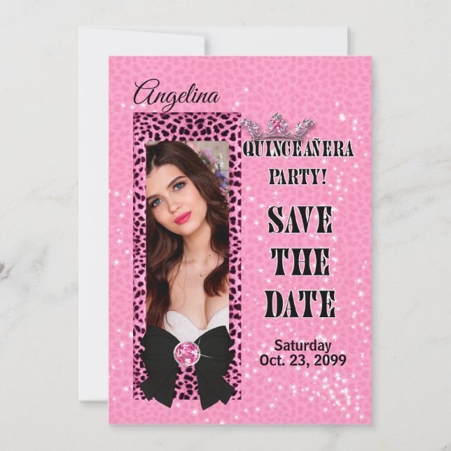 Invitation Quinceanera Enregistrer la date d'impression de gu (Devant)